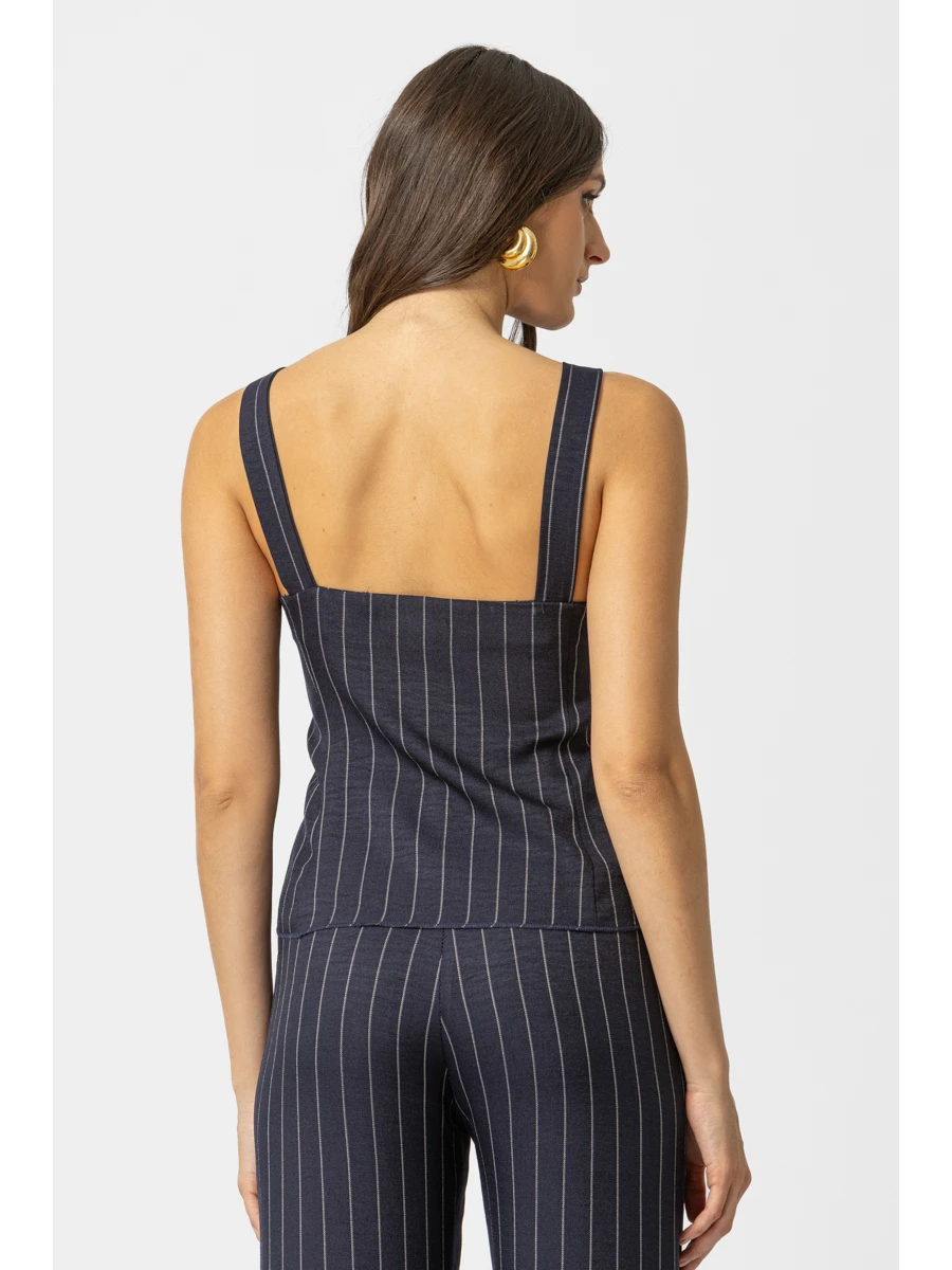 Ριγέ Γιλέκο Μπλε