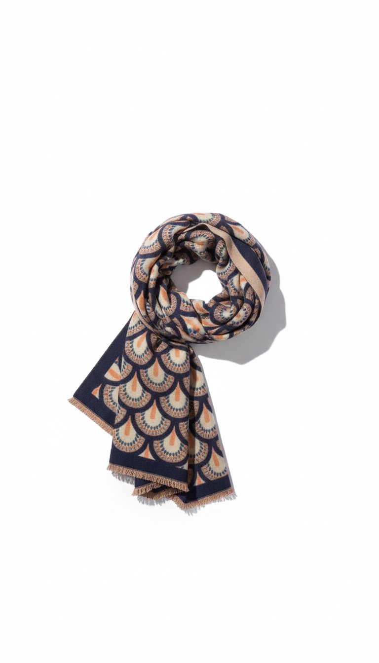 Γυναικείο Φουλάρι Μπλε – Μοτίβο & Ζεστή Υφή