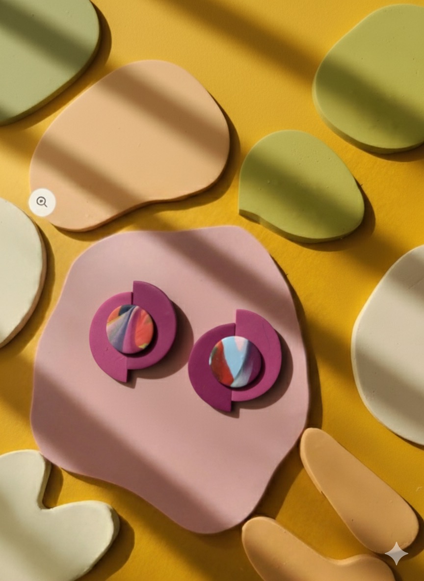 Happy Clay Σκουλαρικια απο πηλό Balance Magenta