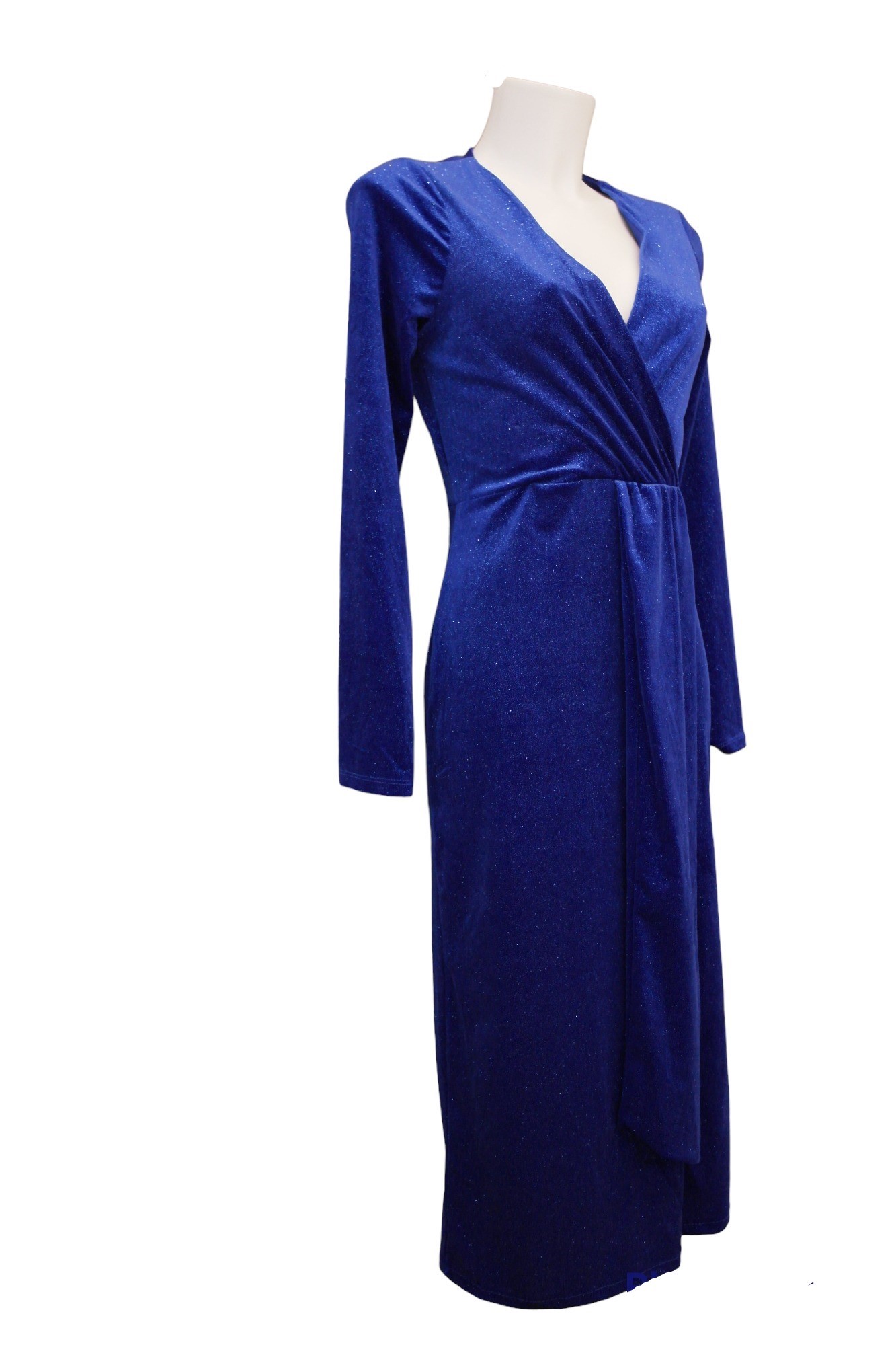 Midi Φόρεμα Κρουαζέ Βελούδινο Μπλε ρουά BQAD2201