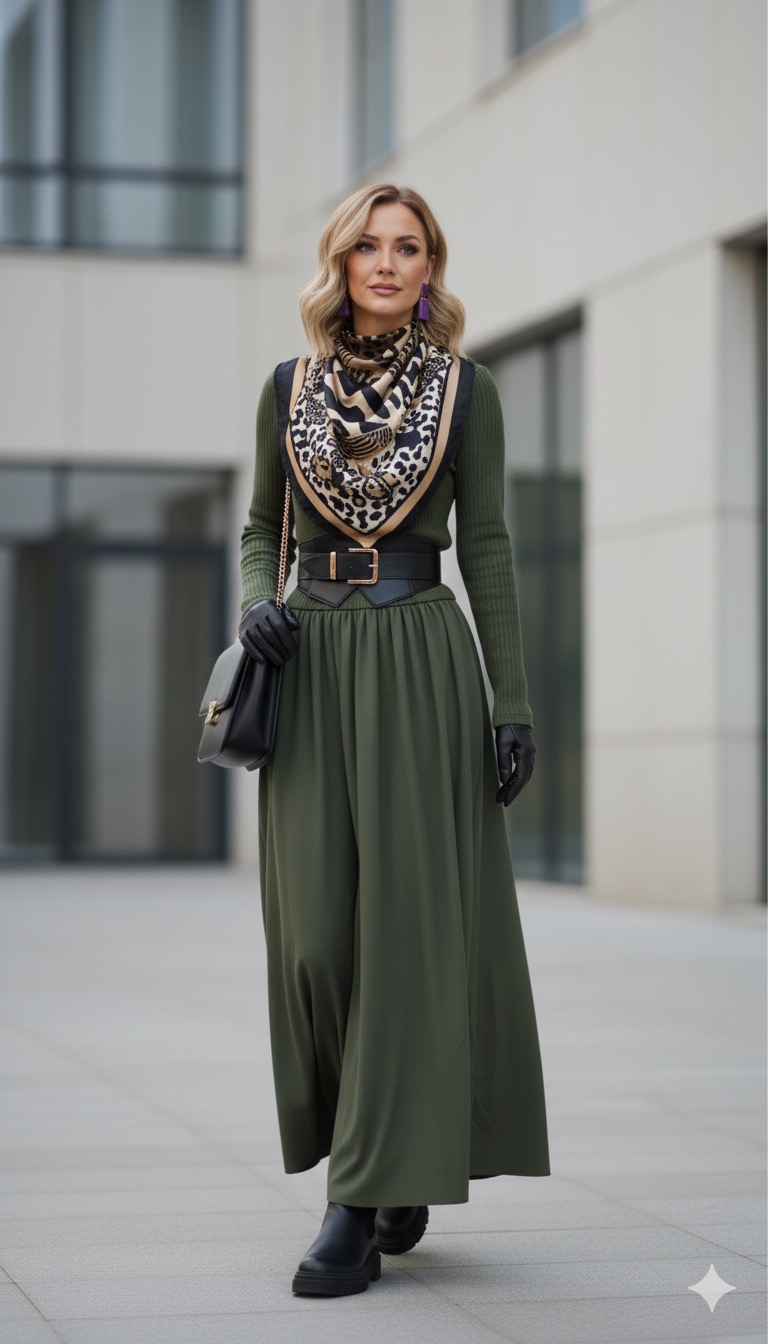 Χακί Μάξι Φόρεμα 