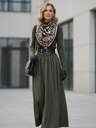 Χακί Μάξι Φόρεμα 