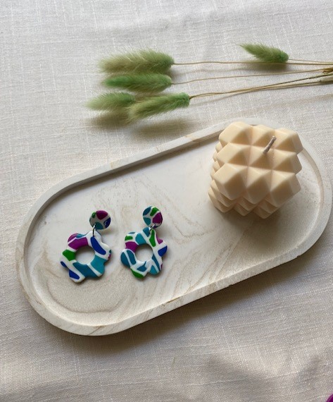 Happy Clay Earrings Mosaic Daisies
