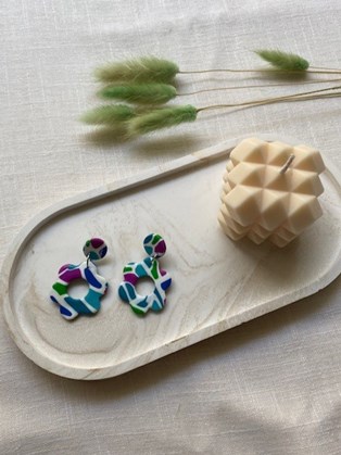 Happy Clay Earrings Mosaic Daisies