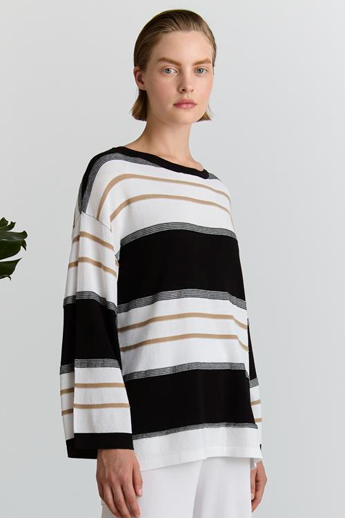 Πλεκτή Ανοιξιάτικη Ριγέ Μπλούζα Marina V