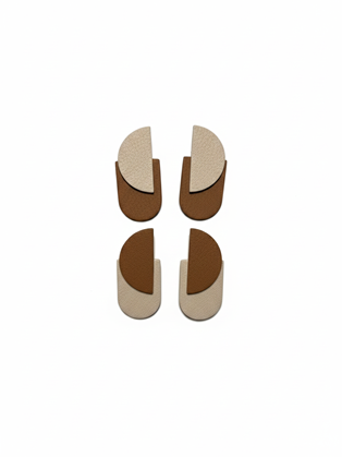 Σκουλαρίκια Διπλό Ημικύκλιο Μπεζ