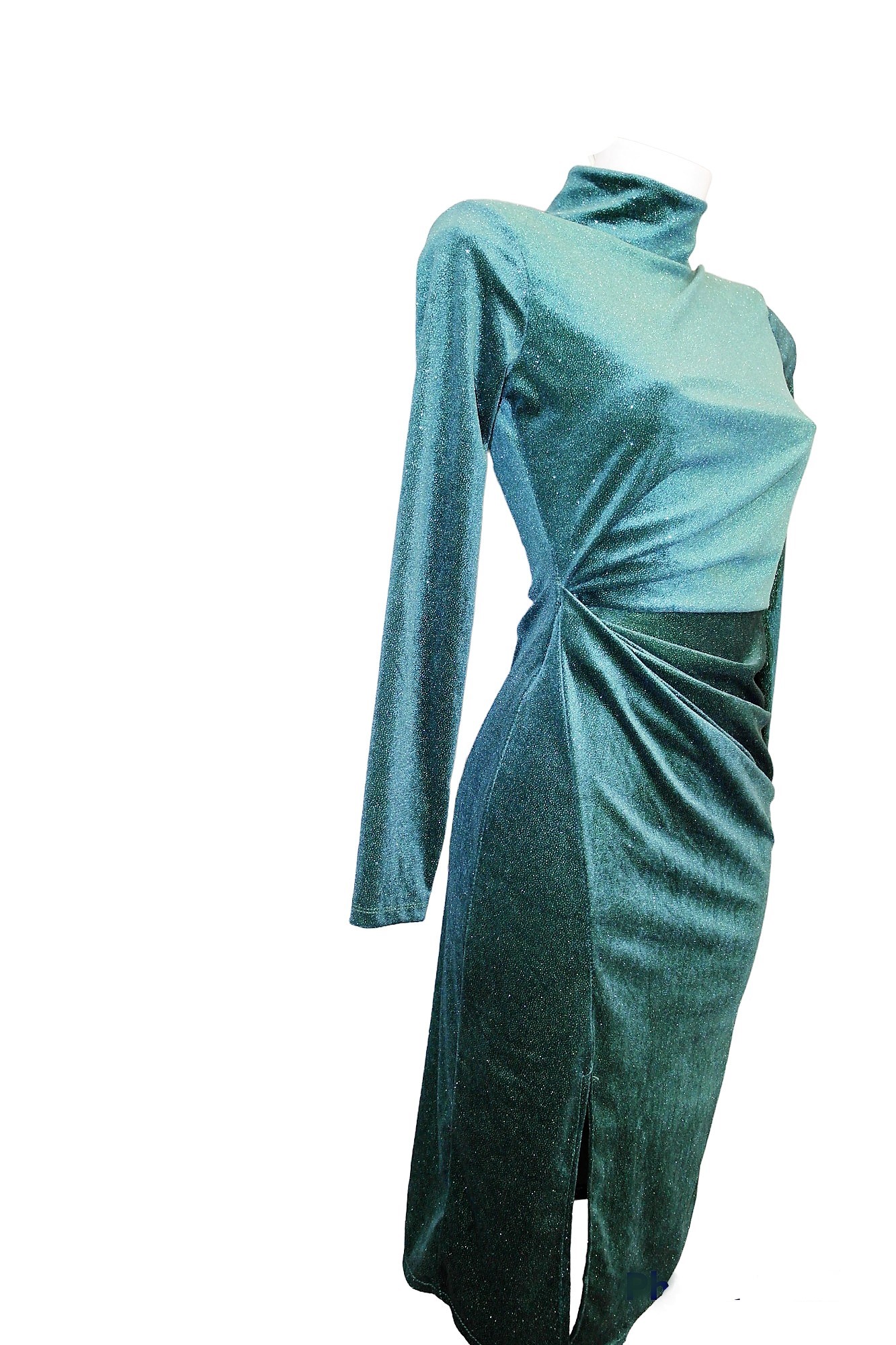 Φόρεμα βελούδινο μίντι Ζιβάγκο Νταπέ Πρασινο BQA2203