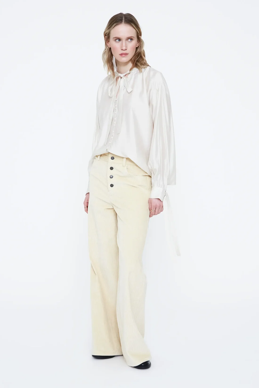 Wild Pony Off-White Σατέν Πουκάμισο με Δέσιμο στον Λαιμό