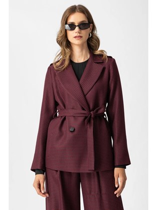 Σακάκι Pied de Poule Μπορντώ