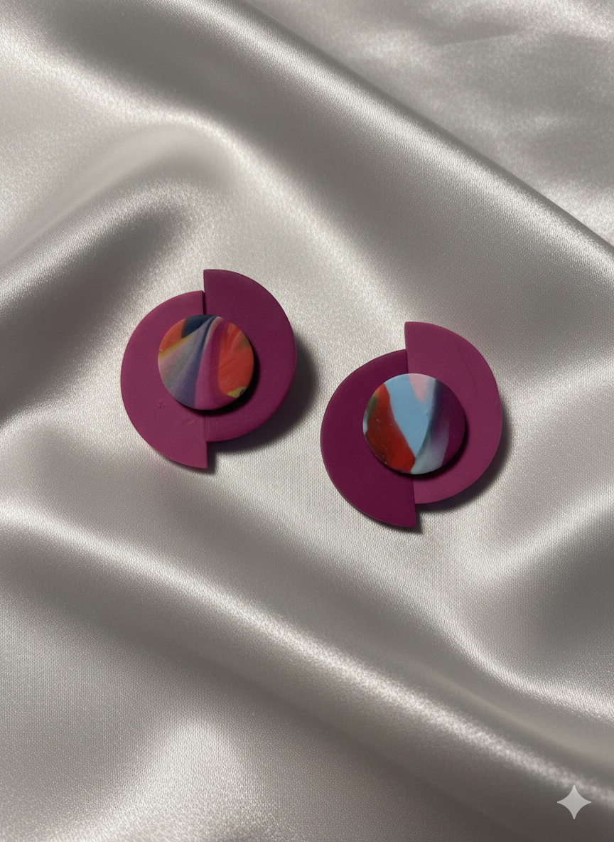 Happy Clay Σκουλαρικια απο πηλό Balance Magenta