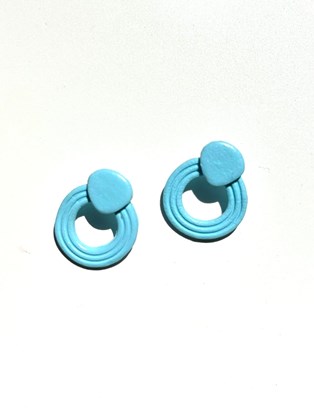 Ring Clay Earrings Blue
