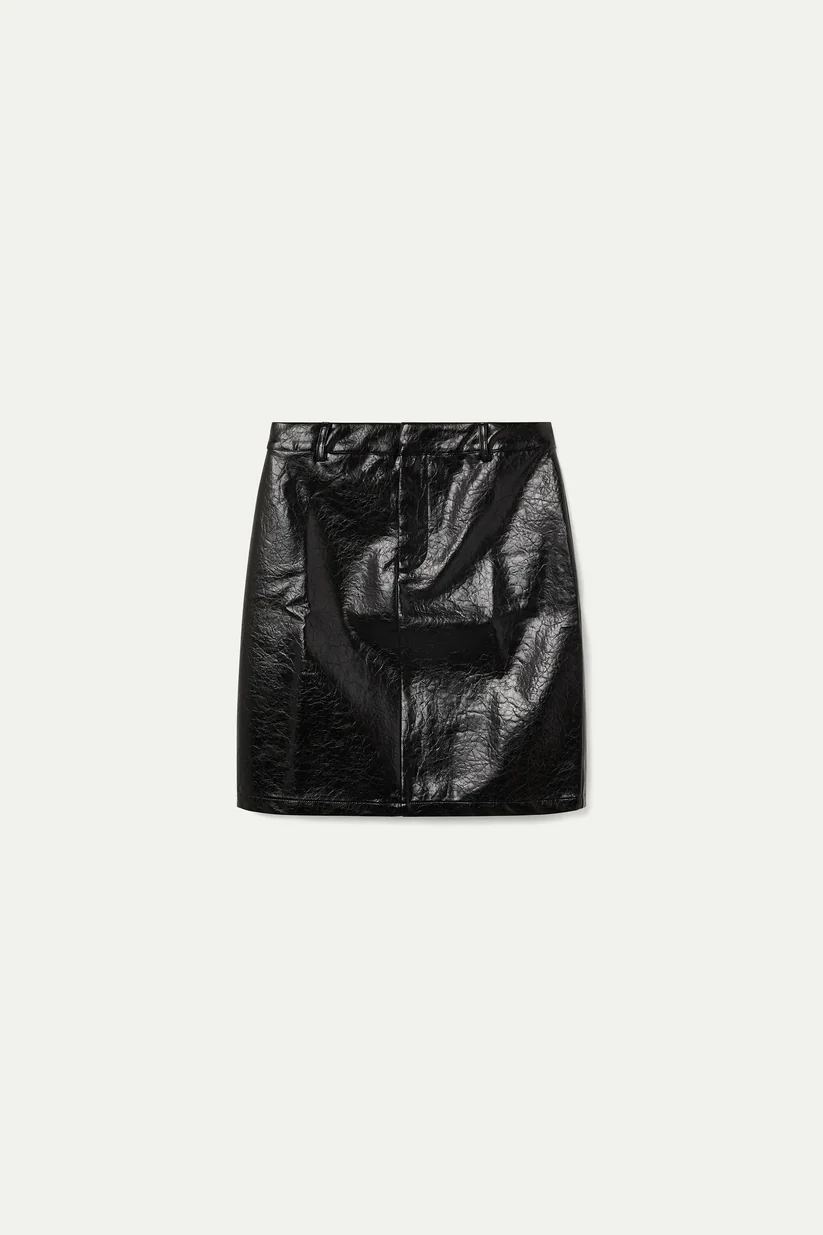 Wild Pony Μαύρη Faux Leather Midi Φούστα