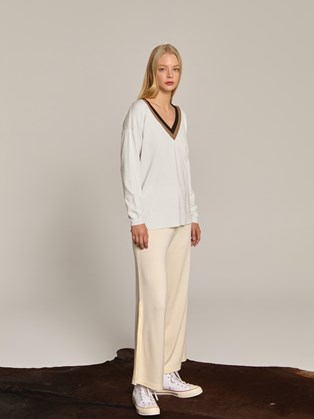 Πλεκτή μπλούζα με V λαιμόκοψη Marina V Paris