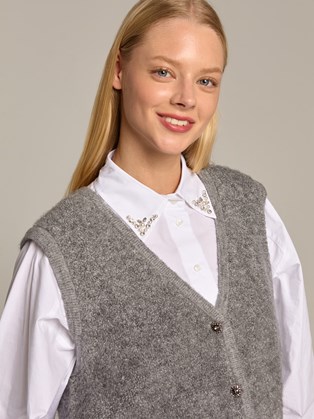 Πλεκτό γιλέκο Marina V Paris σε γκρι.