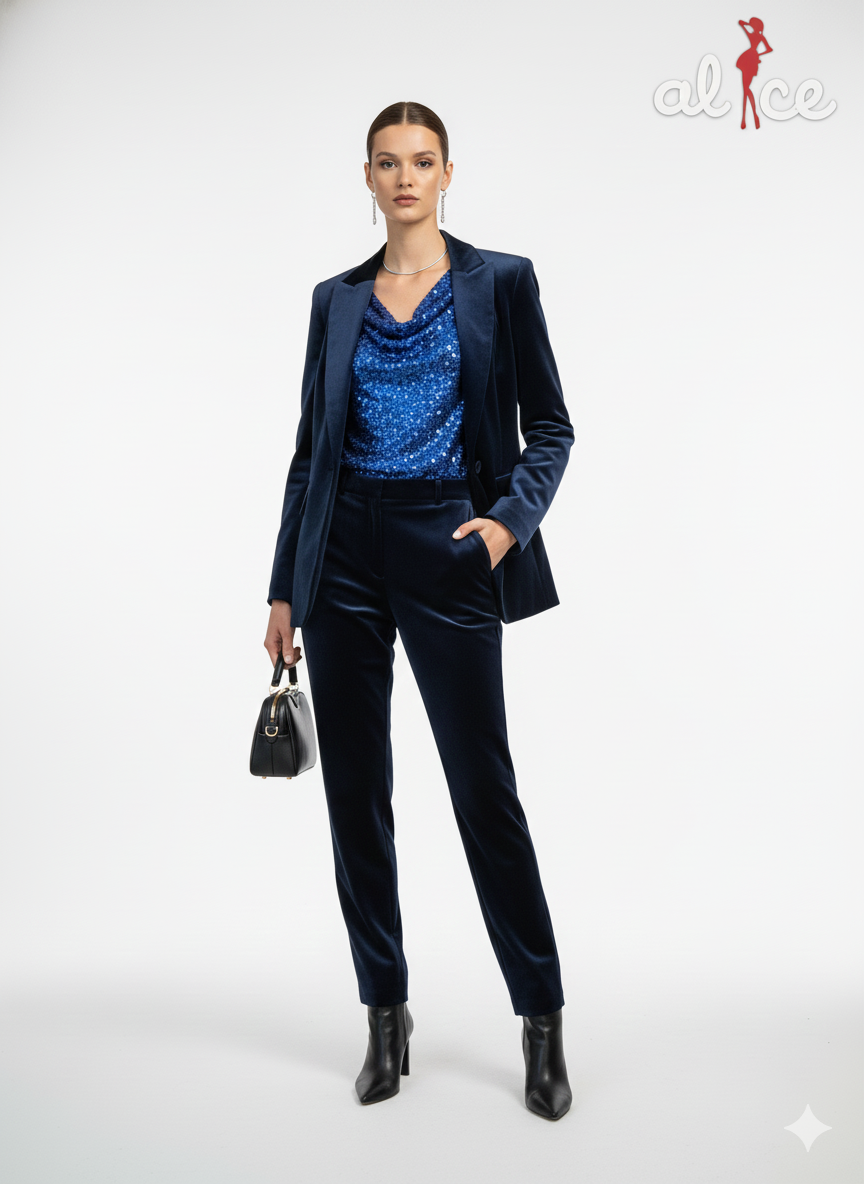 Φούξια Τοπ Παγιέτα με Ντραπέ Λαιμόκοψη