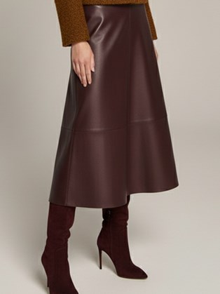 Ψηλόμεση Φούστα Κλος Faux Leather Μπορντό