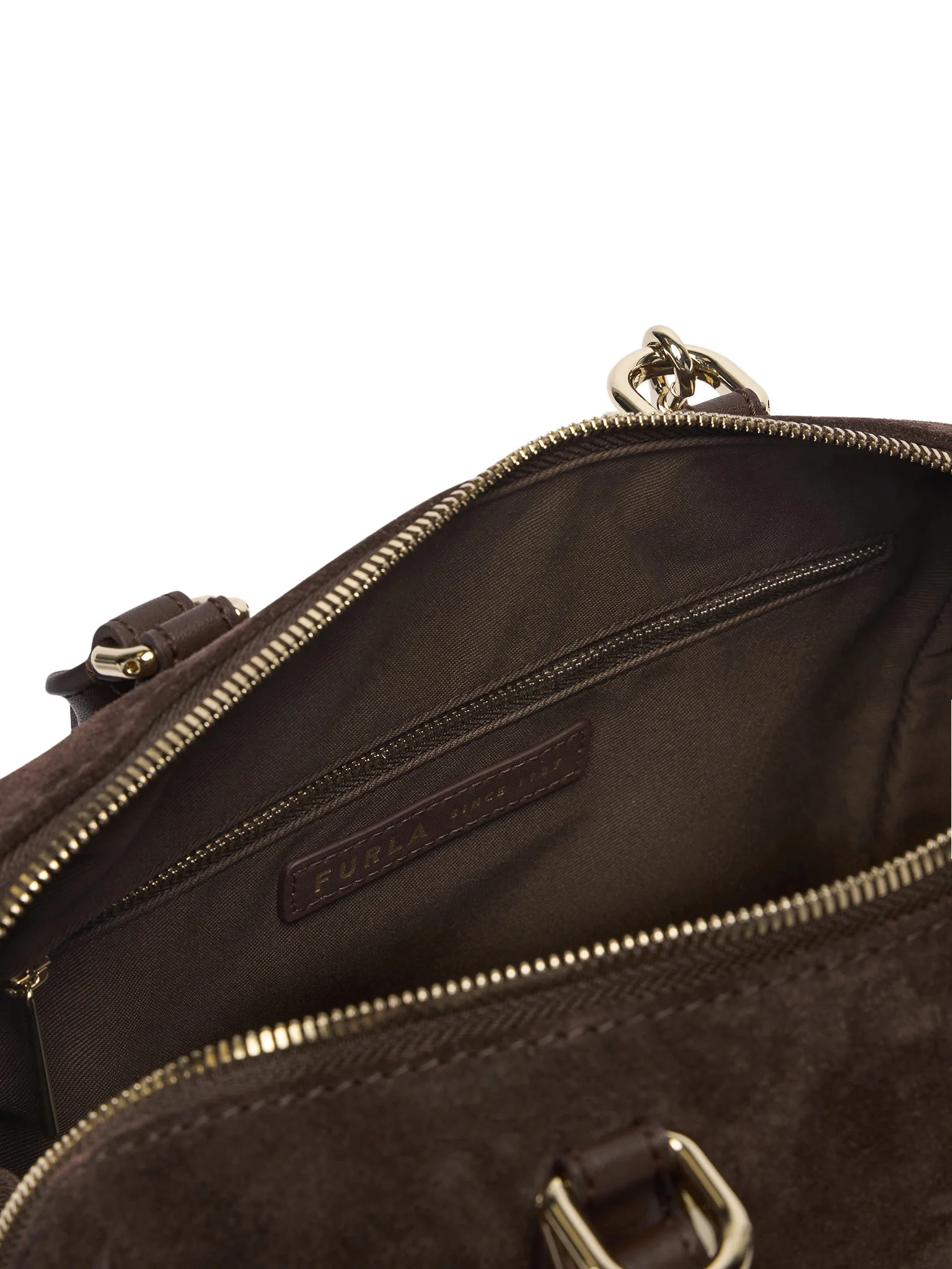 Furla Olivia M Boston Suede Brown