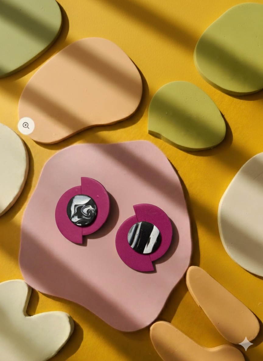 Happy Clay Σκουλαρικια απο πηλό Balance Magenta