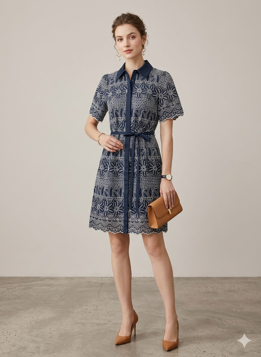 Φόρεμα δαντέλα Μπλε Marina V 