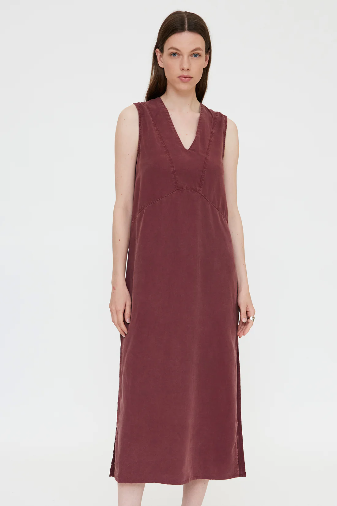 Midi φόρεμα μπορντό minimal