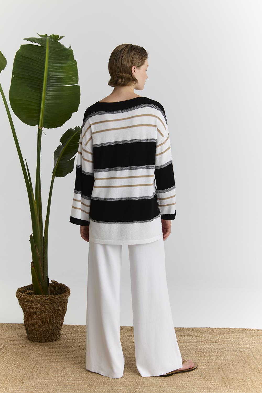 Πλεκτή Ανοιξιάτικη Ριγέ Μπλούζα Marina V