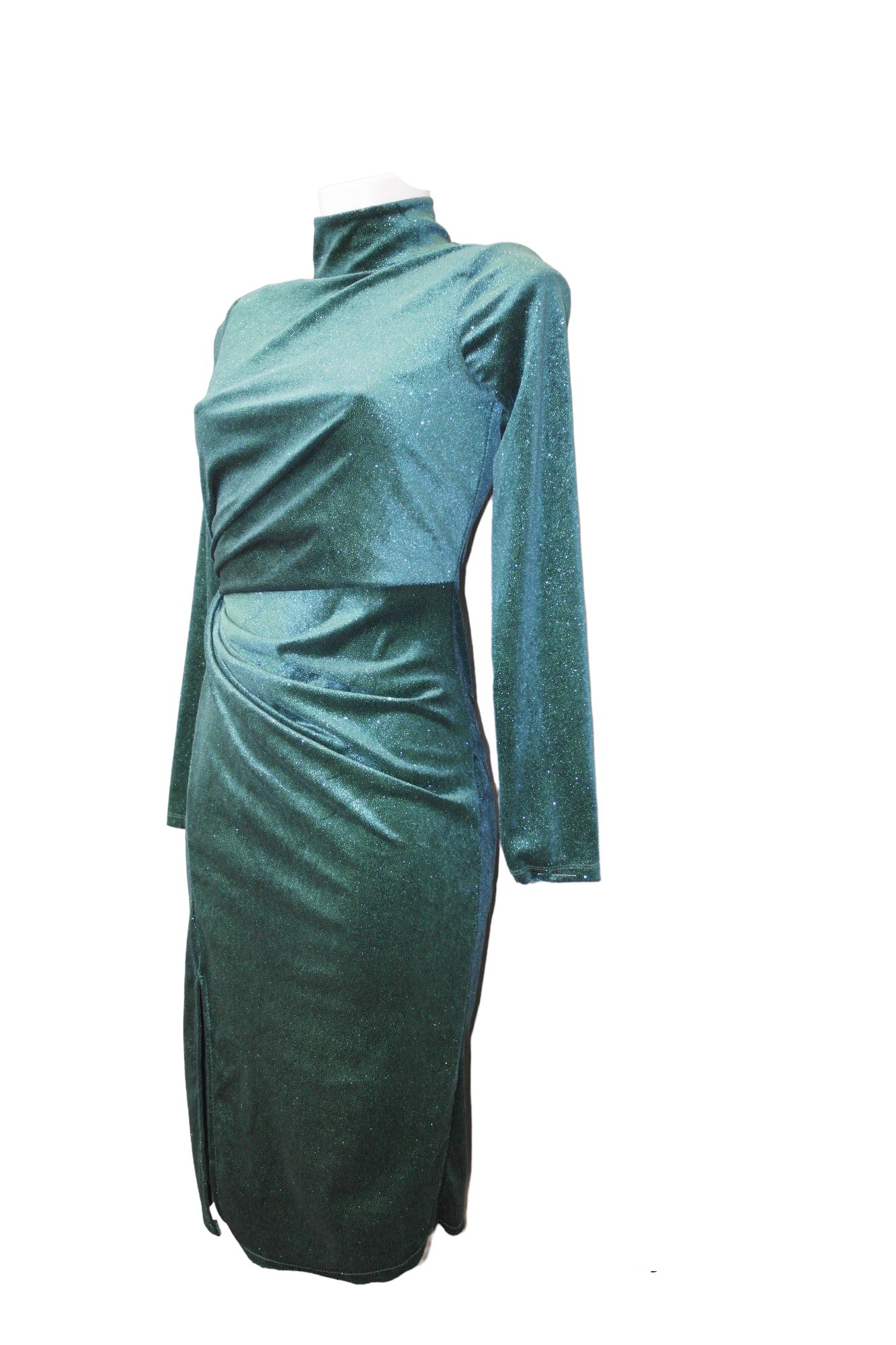 Φόρεμα Βελούδινο ζιβάγκο Μίντι Μαύ΄ρο BQA2203