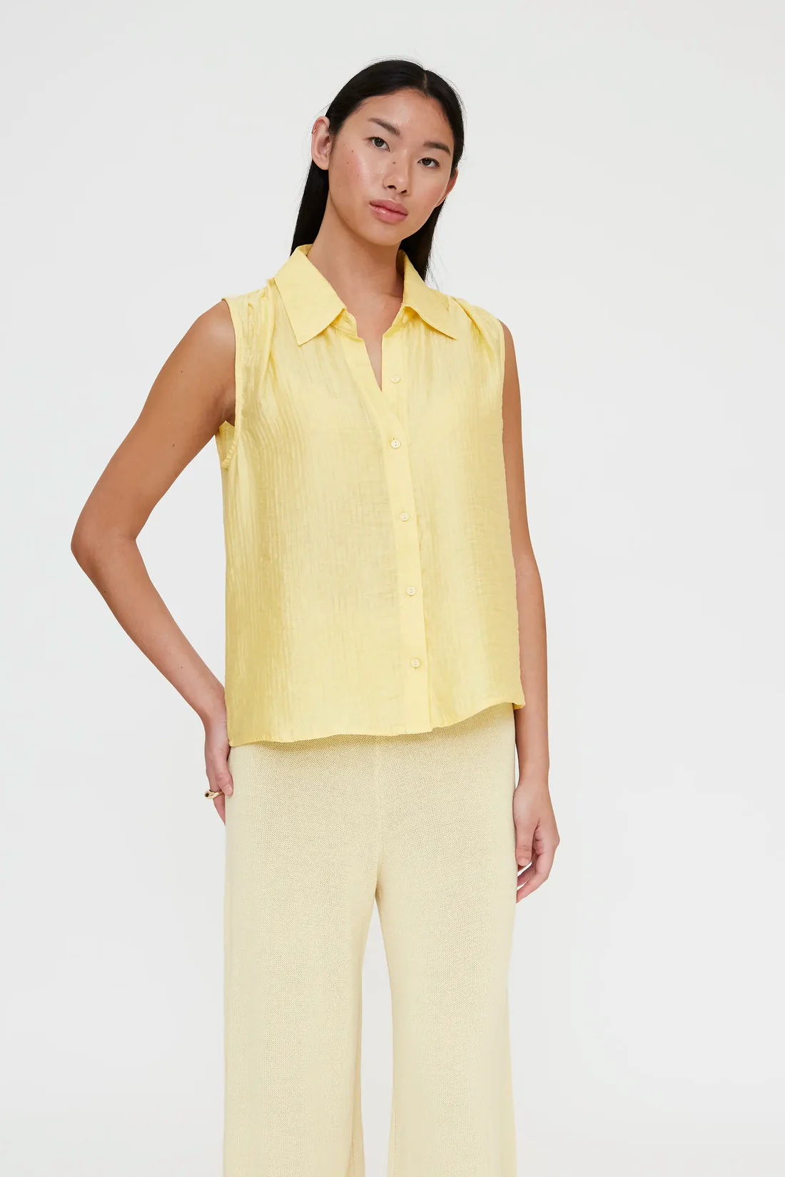 Aμάνικο πουκάμισο κίτρινο