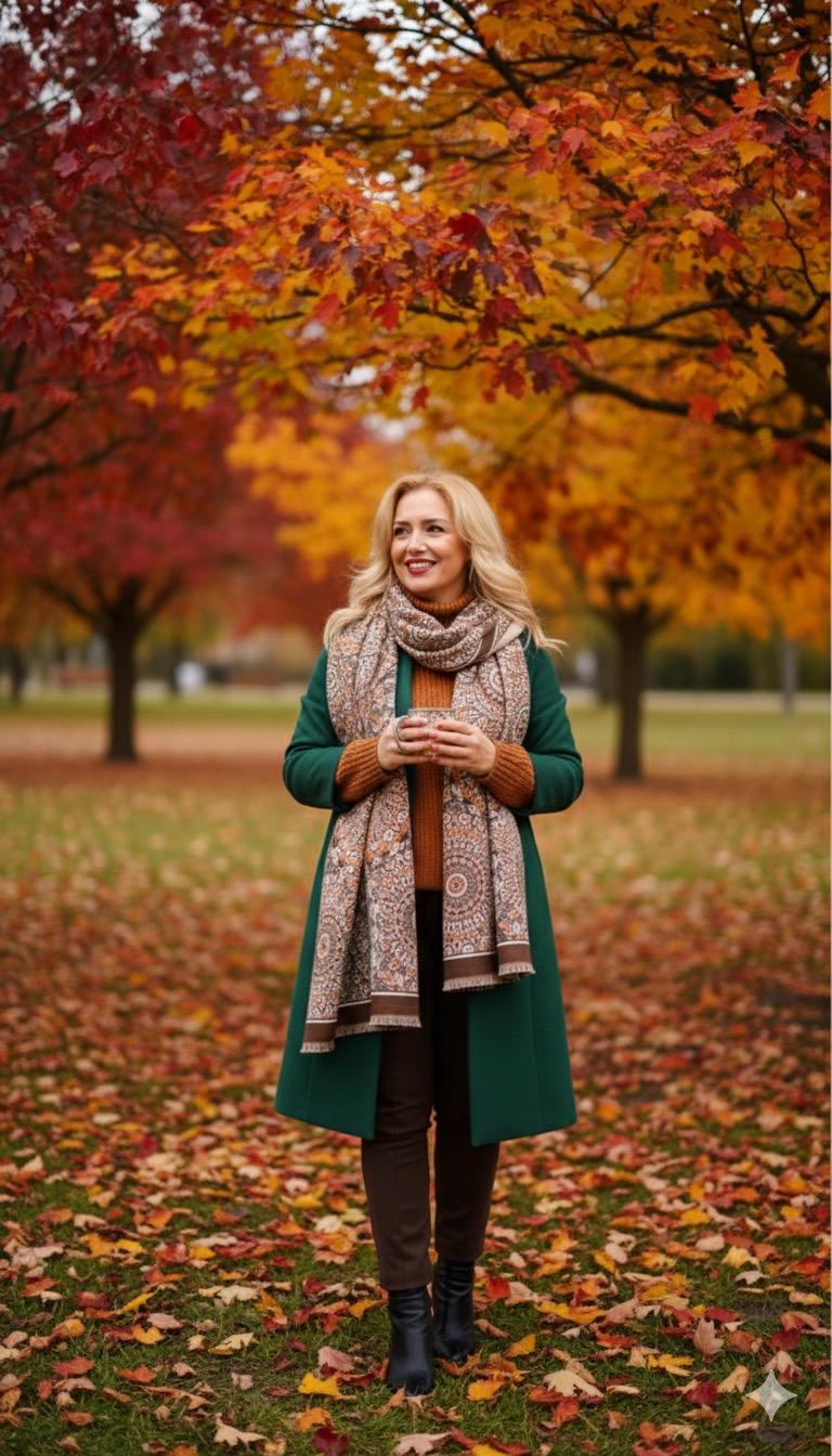 Γυναικείο Καφέ Φουλάρι με Boho Μοτίβο