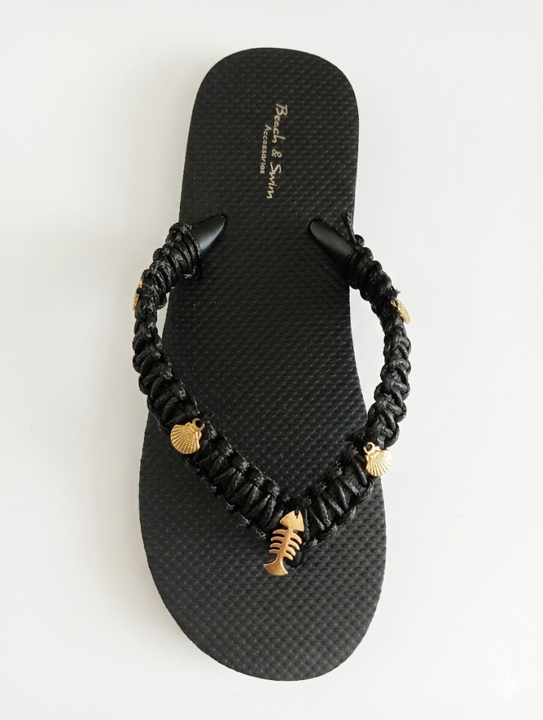 Flip Flop Macrame Black
