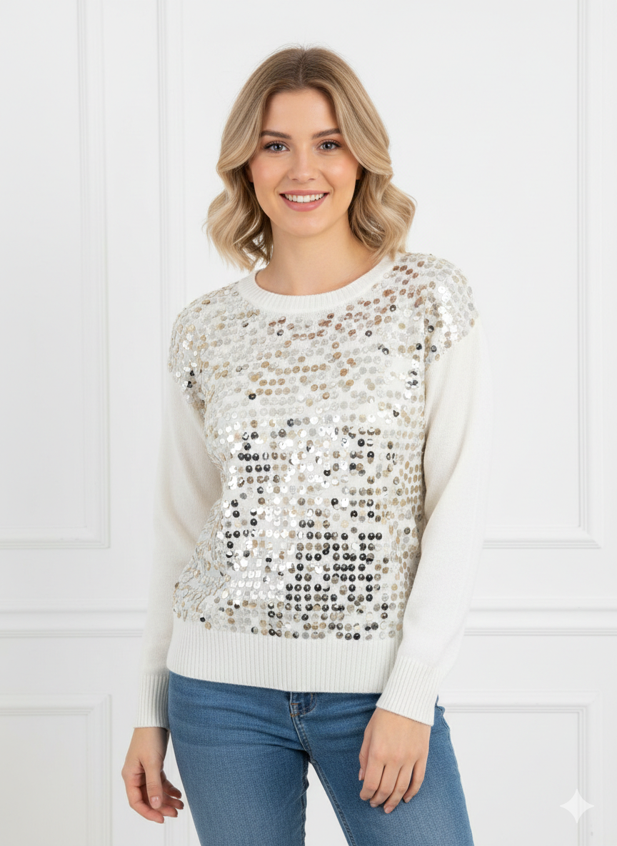 Σοκολατί Πουλοβερ με Παγιέτες