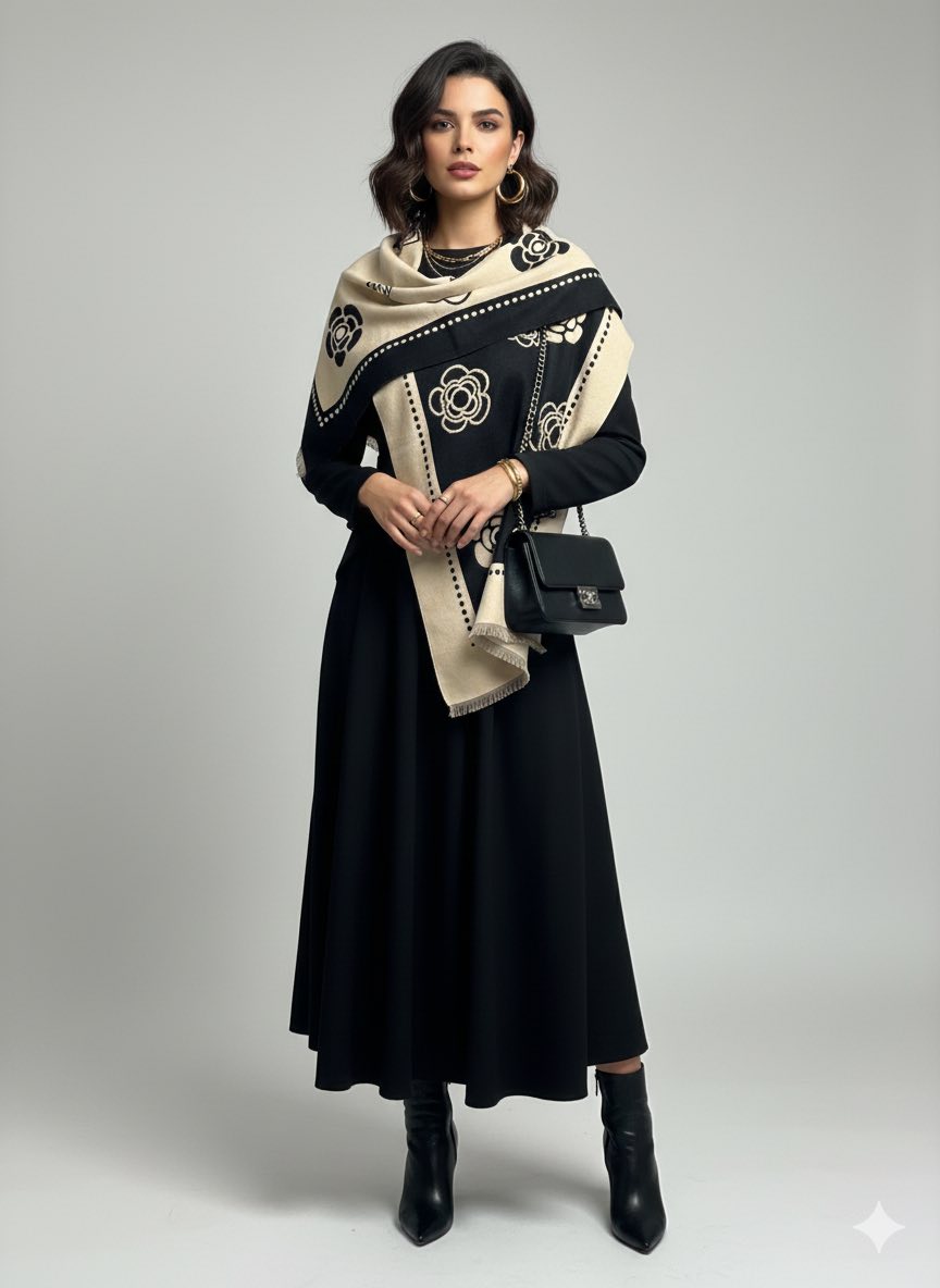 Σατέν Φουλάρι με Abstract Animal Σχέδιο σε Γήινους Τόνους