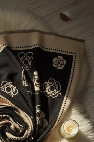 Σατέν Φουλάρι με Abstract Animal Σχέδιο σε Γήινους Τόνους