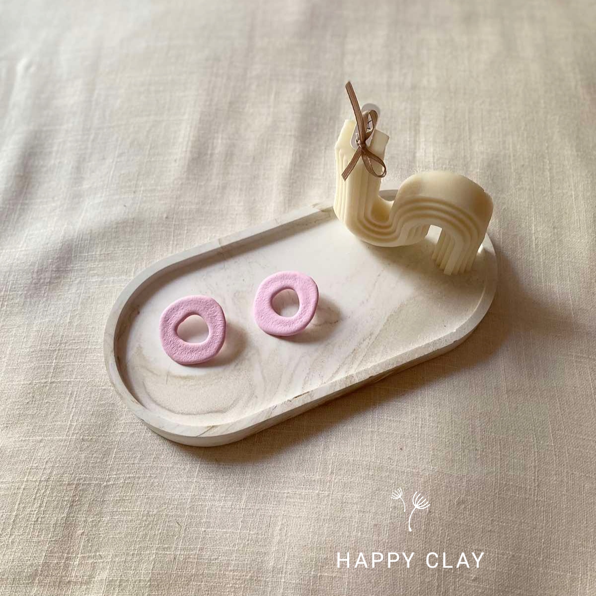 Happy Clay Earrings Pink Cycle