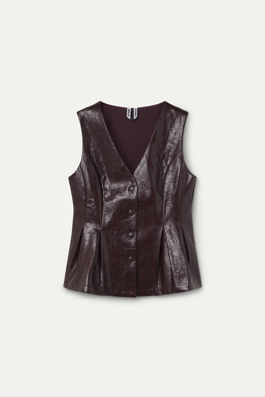 Wild Pony Μπορντό Faux Leather Γιλέκο με Peplum