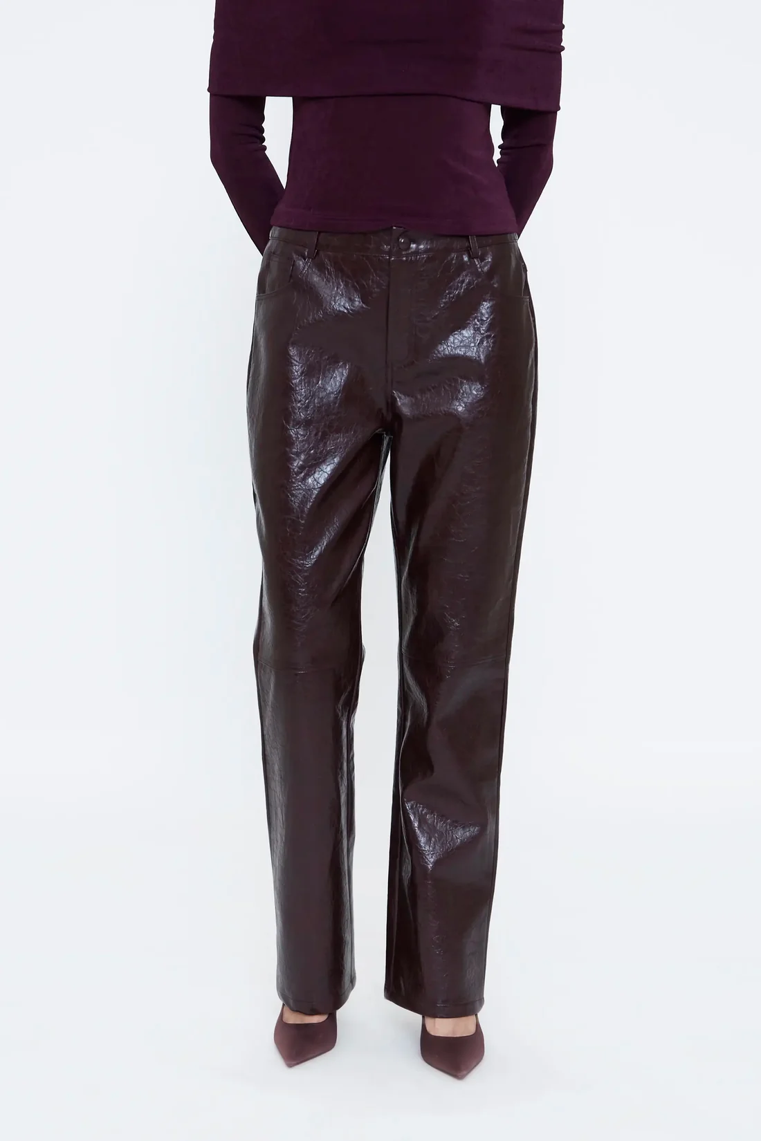 Wild Pony Μπορντό Παντελόνι από Faux Leather