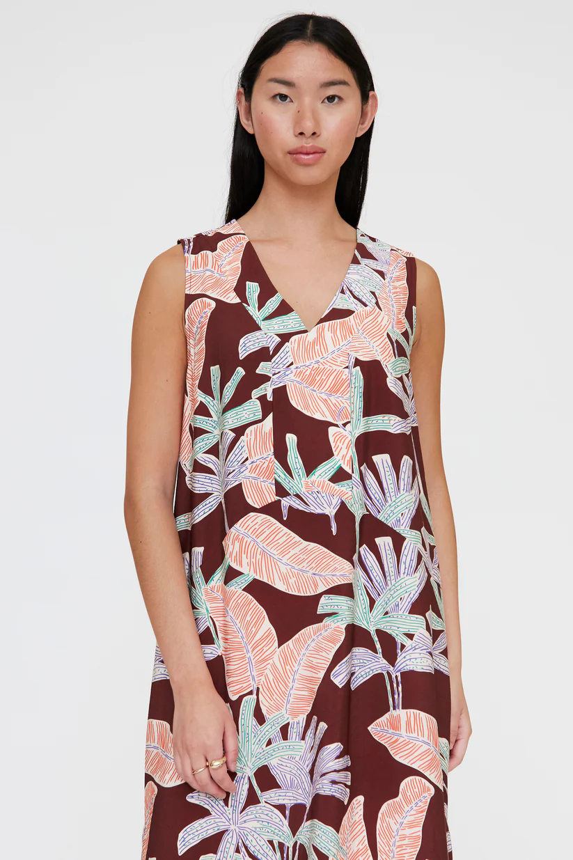 Tropical Maxi Φόρεμα με V Λαιμόκοψη