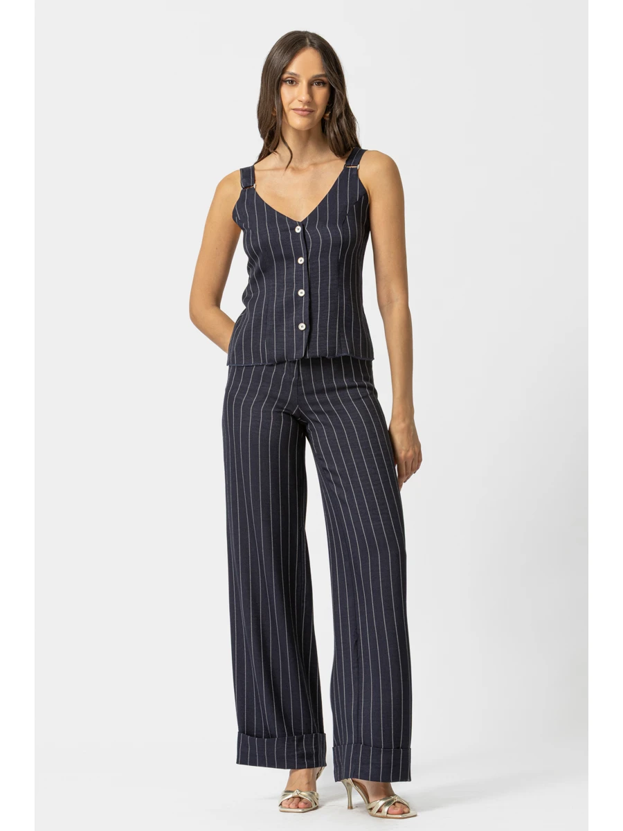 Ριγέ Γιλέκο Μπλε