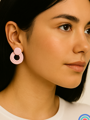 Ring Clay Earrings Pink