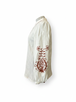 Βαμβακερή Πουκαμίσα με Κέντημα Marina V