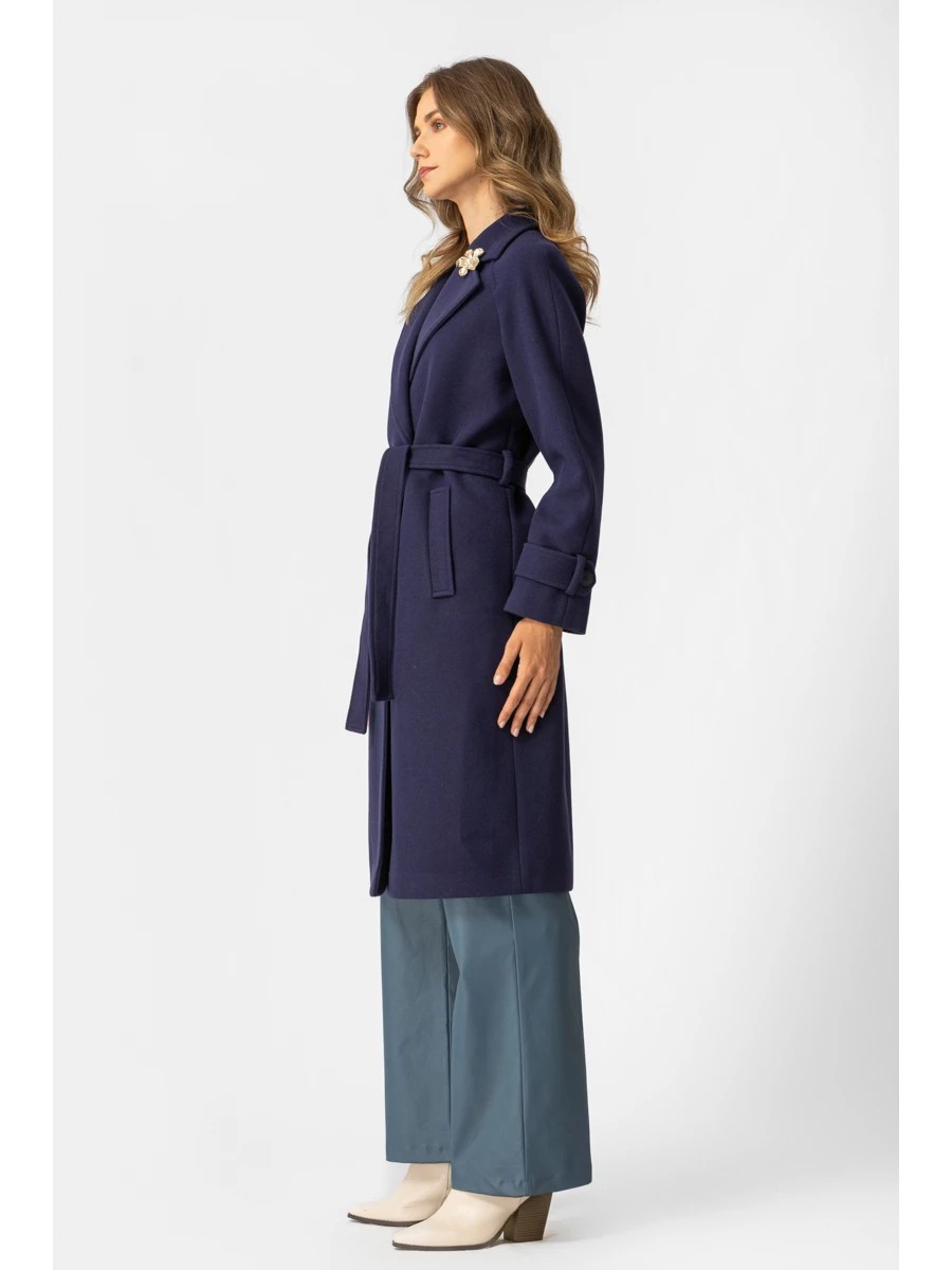 Γυναικείο Παλτό με Ζώνη Μπλε 