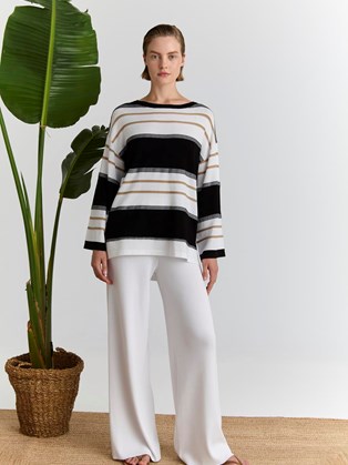 Πλεκτή Ανοιξιάτικη Ριγέ Μπλούζα Marina V