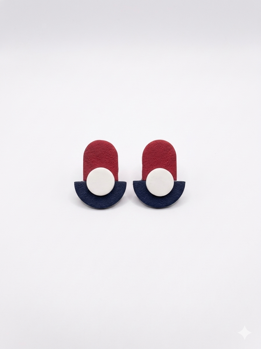 Σκουλαρικια απο πηλο Τριχρωμο