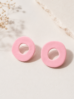Happy Clay Earrings Pink Cycle