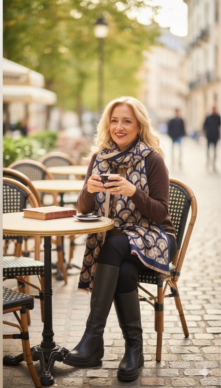 Γυναικείο Φουλάρι Μπλε – Μοτίβο & Ζεστή Υφή