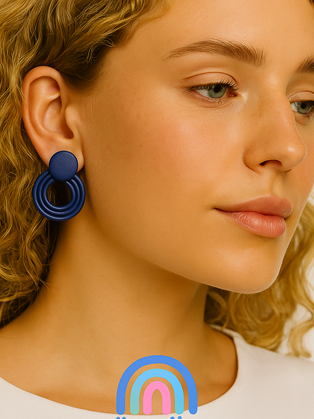 Ring Clay Earrings Blue