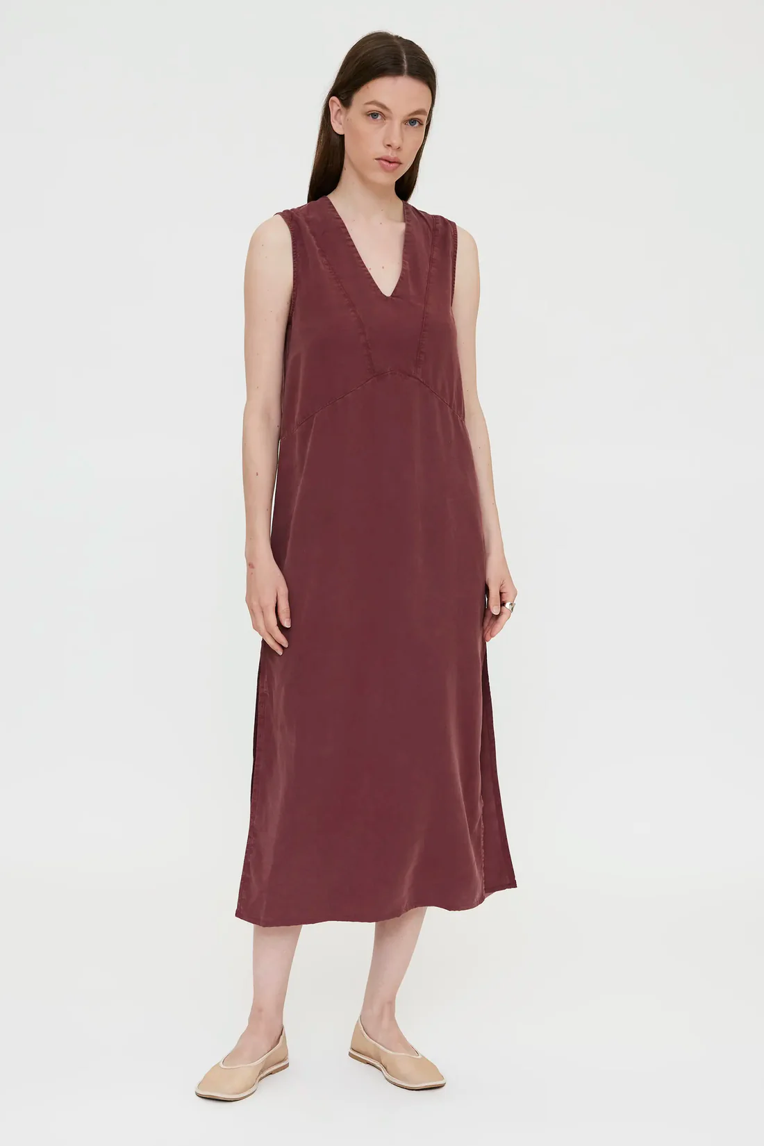 Midi φόρεμα μπορντό minimal