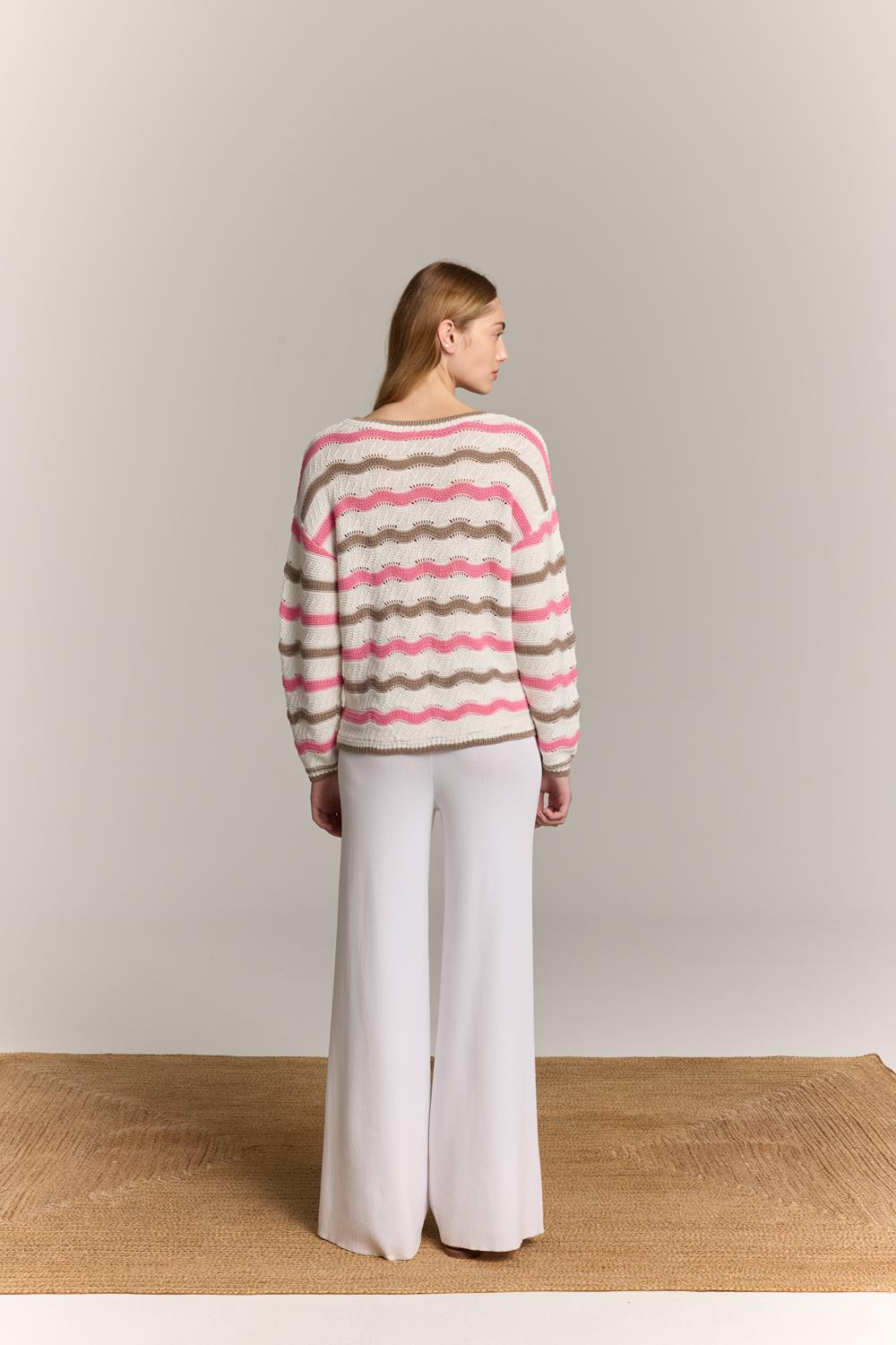 Πλεκτή Μπλούζα Marina V Paris με Ριγέ Σχέδιο