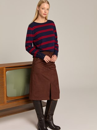 Σουέτ Καφέ Φούστα κάτω από το Γόνατο 