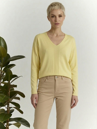 Πουλόβερ με Λαιμόκοψη V Κιτρινο 