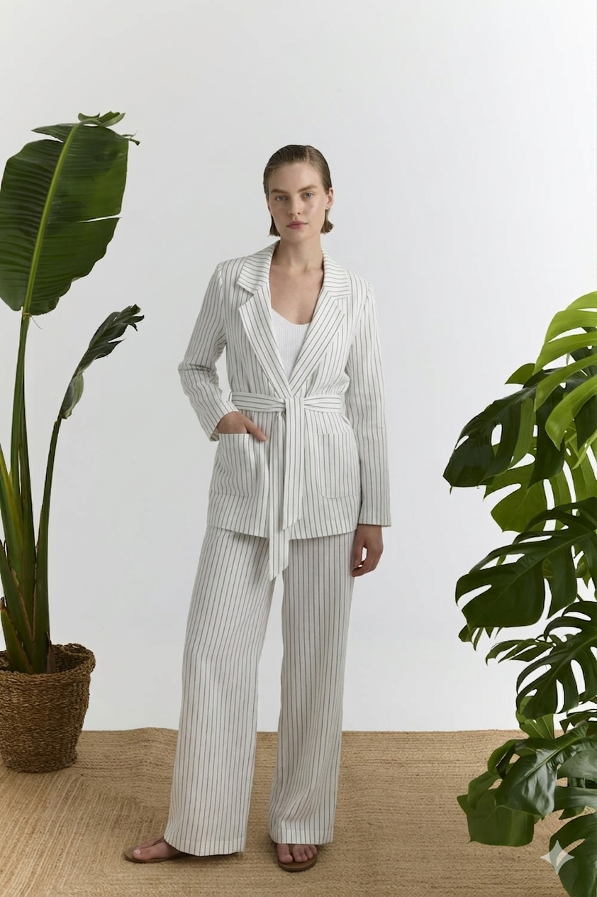 Ριγέ Παντελόνα Ψηλόμεση Marina V